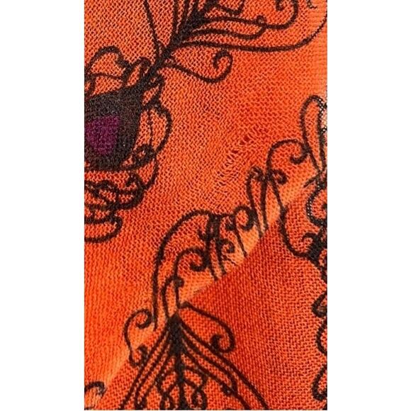 MIR Wool Cashmere Blend Rectangular Scarf Orange Women's One Size Accessory Boho - Picture 4 of 7
